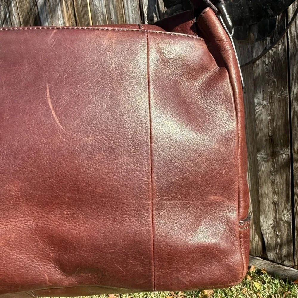 ▶️ Fossil ◀️ Brown Leather Messenger Computer Bag